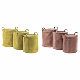 Set de basket DKD Home Decor Moutarde Terre cuite 38 x 38 x 40 cm 3 Pièces (2 Unités)