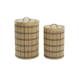 Set de basket DKD Home Decor Marron Naturel Bambou (2 Pièces)