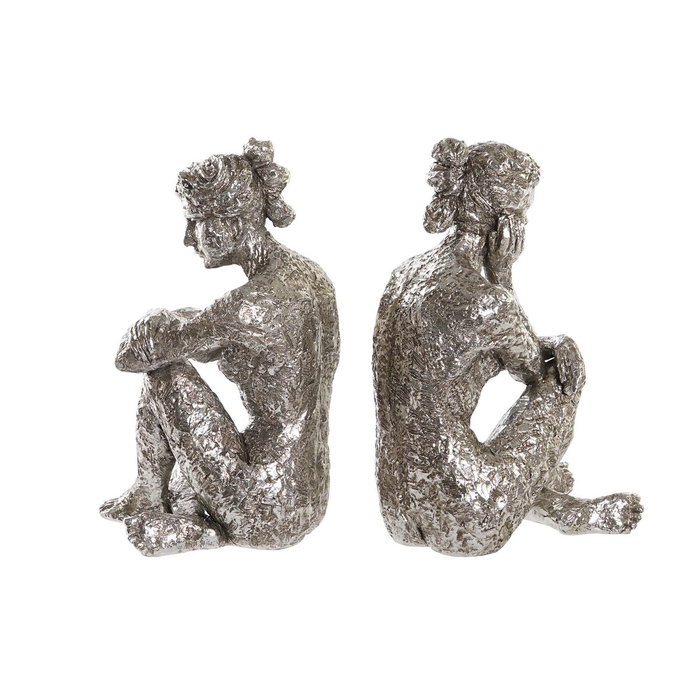 DKD Home Decor Figurine Décorative Femme Argenté (Lot de 3)