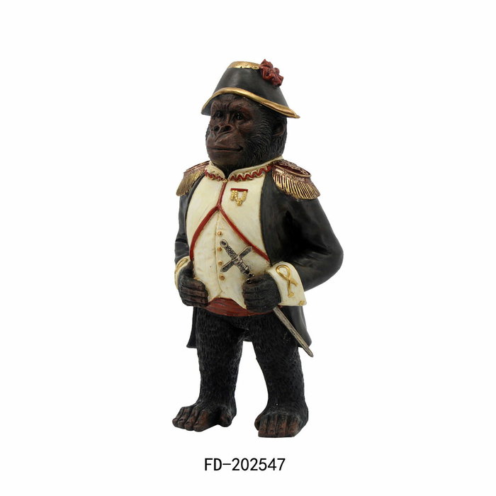 DKD Home Decor Figurine Décorative Gorille Blanc et Noir