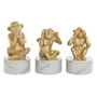 DKD Home Decor Figurine Décorative Tropical Singes Blanc Doré (3 Pièces)