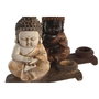 DKD Home Decor Figurine Décorative Buda Oriental Rouge Beige (4 Pièces)