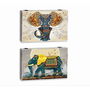 Boîte Décorative DKD Home Decor Multicouleur Turquoise Bois MDF Eléphant Indien Compteur (2 Unités)