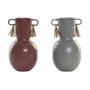 DKD Home Decor Vase Gris Métal Terre cuite (Lot de 2 unités)