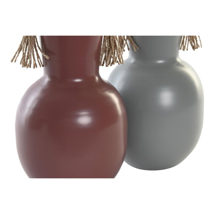 DKD Home Decor Vase Gris Métal Terre cuite (Lot de 2 unités)