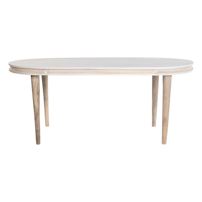 Table de Salle à Manger DKD Home Decor Blanc Doré Laiton Bois de manguier 180 x 90 x 76 cm