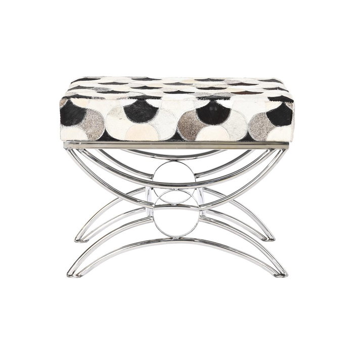 DKD Home Decor Coffre de Rangement Argenté Noir Cuir Blanc