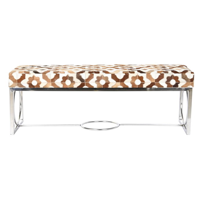 DKD Home Decor Coffre de Rangement Marron Acier Cuir Blanc