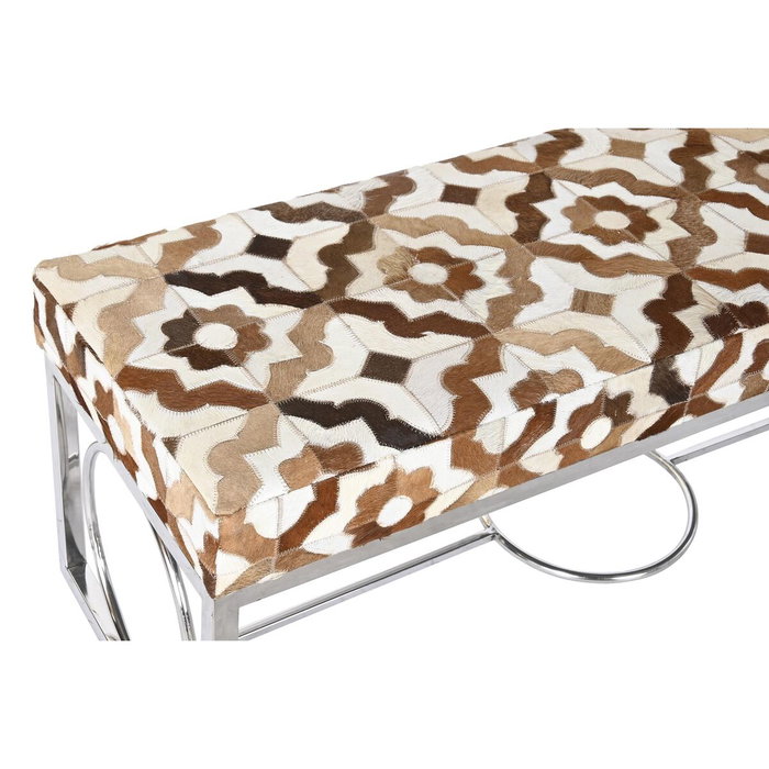DKD Home Decor Coffre de Rangement Marron Acier Cuir Blanc