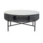 DKD Home Decor Table Basse Ronde en Marbre et Bois de Manguier