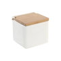 DKD Home Decor Salière avec couvercle Blanc et Naturel