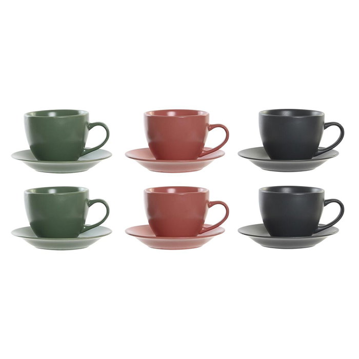 Jeu de 6 tasses avec plat DKD Home Decor Vert Rose Gris foncé Grès 150 ml 16 x 17 x 35 cm Jeu de 6 tasses avec plat DKD Home Decor Vert Rose Gris foncé Grès 150 ml 16 x 17 x 35 cm