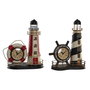 Horloge de table DKD Home Decor Noir Rouge Phare Vintage (2 Unités)