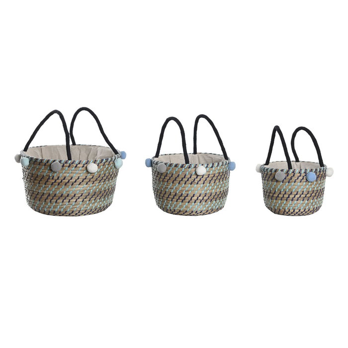 Set de basket DKD Home Decor Pompons 43 x 43 x 43 cm Set de basket DKD Home Decor Pompons 43 x 43 x 43 cm