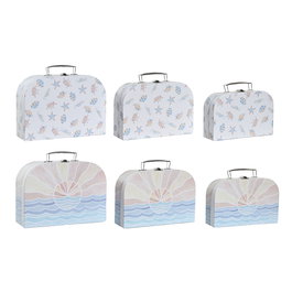 Set de boîtes décoratives DKD Home Decor Multicouleur Métal Carton 28 x 9,5 x 20 cm (2 Unités)