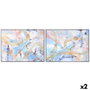 DKD Home Decor Toile Abstrait Moderne Bleu et Doré, 122 x 4,5 x 92 cm