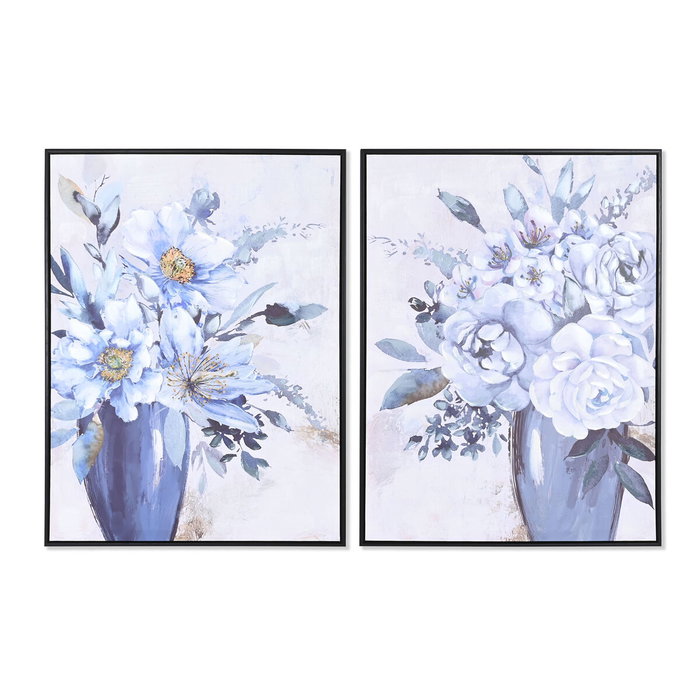 DKD Home Decor Toile avec Motif Vase Bleu et Blanc DKD Home Decor Toile avec Motif Vase Bleu et Blanc