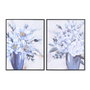 DKD Home Decor Toile avec Motif Vase Bleu et Blanc