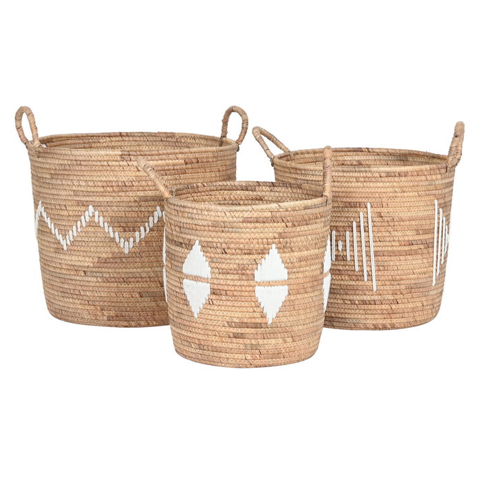 Set de basket DKD Home Decor Blanc Naturel Corde Herbier marin (3 Pièces) Set de basket DKD Home Decor Blanc Naturel Corde Herbier marin (3 Pièces)