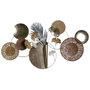 DKD Home Decor Figurine Décorative Cercles Gris Doré Cuivre