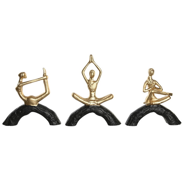 DKD Home Decor Figurine Décorative Yoga Noir et Doré (Lot de 3) DKD Home Decor Figurine Décorative Yoga Noir et Doré (Lot de 3)