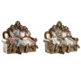 DKD Home Decor Figurine Décorative Rose Doré Blanc (2 Unités)
