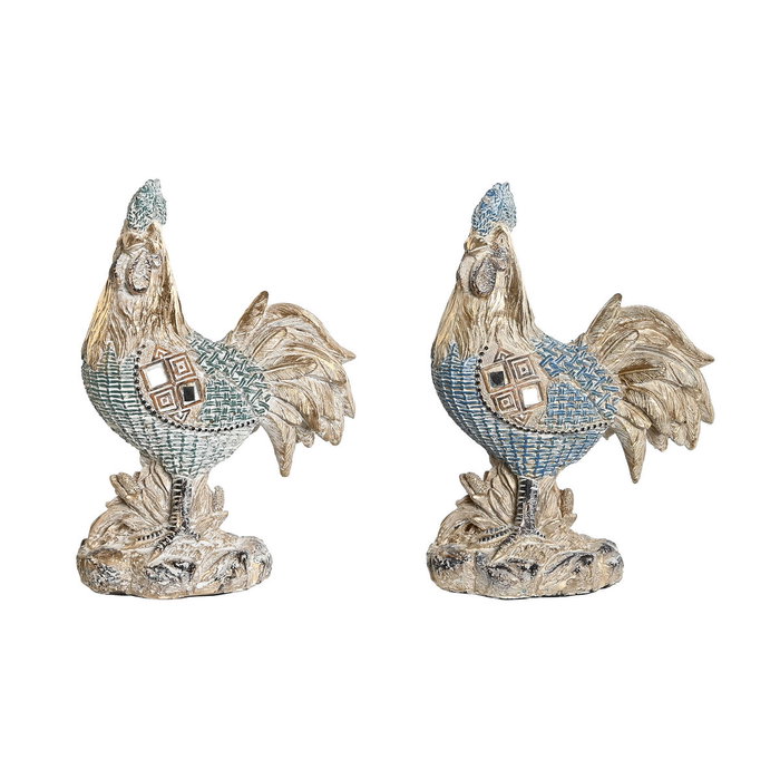 DKD Home Decor Figurine Décorative Coq Décapé Bleu Turquoise (2 Unités) DKD Home Decor Figurine Décorative Coq Décapé Bleu Turquoise (2 Unités)
