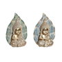 DKD Home Decor Figurine Décorative Buda Oriental Décapé Bleu Turquoise (2 Unités)