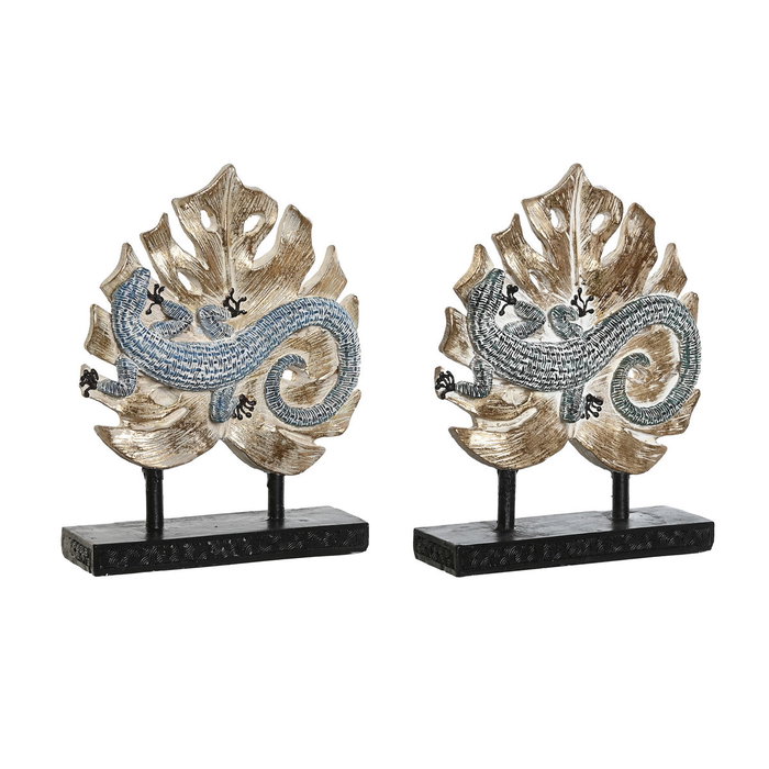 DKD Home Decor Figurine Décorative Lézard Tropical Décapé Bleu Turquoise (2 Unités) DKD Home Decor Figurine Décorative Lézard Tropical Décapé Bleu Turquoise (2 Unités)