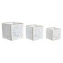 Set de pots de fleurs DKD Home Decor Volets Doré Métal 15 x 15 x 15 cm Blanc Tropical Feuille d'une plante