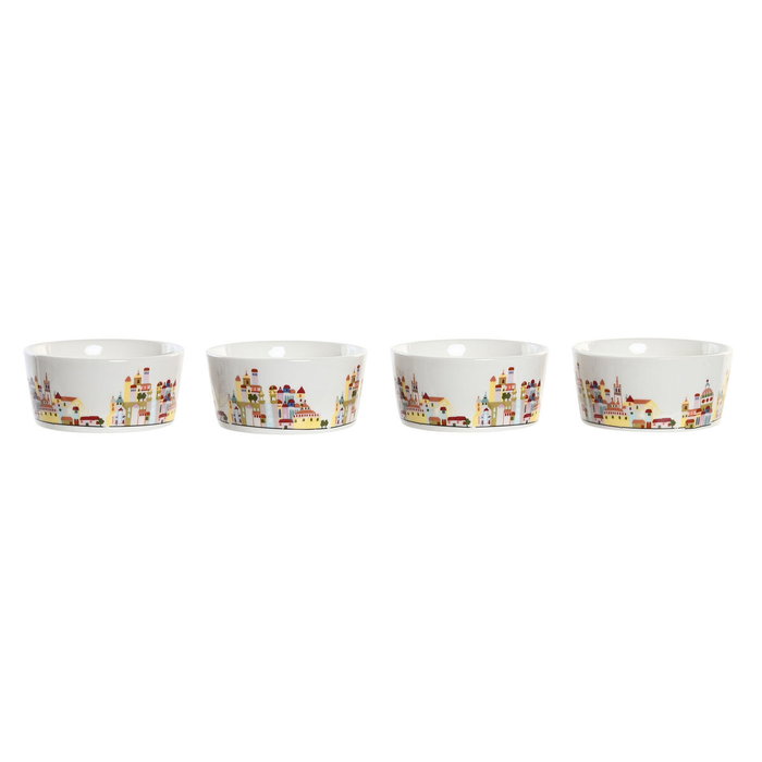 DKD Home Decor Ensemble à apéritif Cottage Maisons Bleu Multicouleur