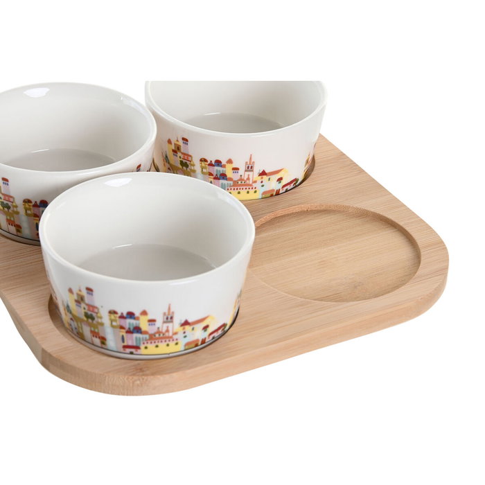 DKD Home Decor Ensemble à apéritif Cottage Maisons Bleu Multicouleur
