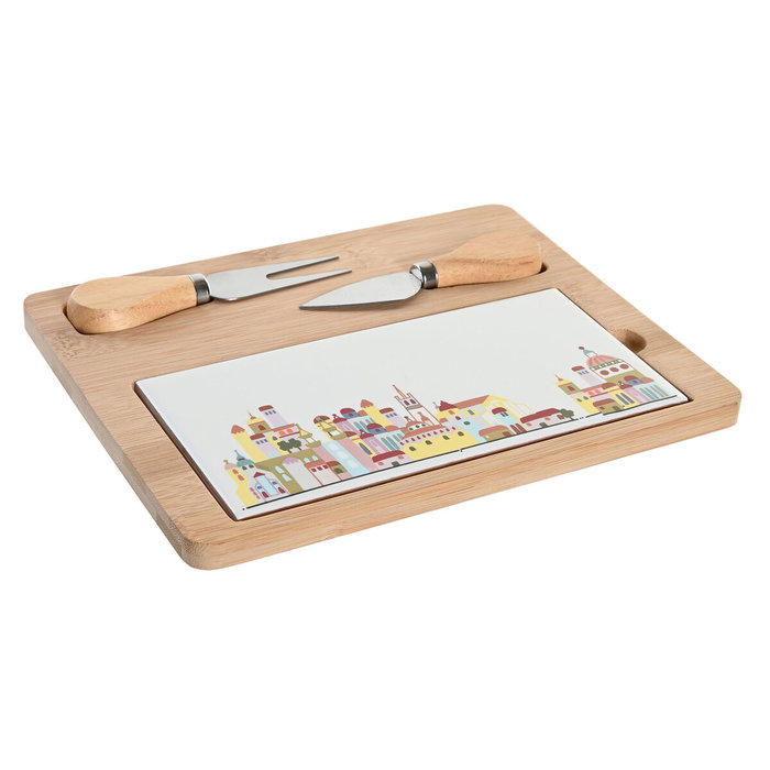 DKD Home Decor Ensemble à apéritif Cottage Rouge Blanc Multicouleur, 24,5 x 20 x 1,2 cm