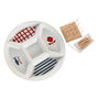 Ensemble à apértif DKD Home Decor 23,5 x 23,5 x 7 cm Rouge Bleu Blanc Grès méditerranéen Maisons