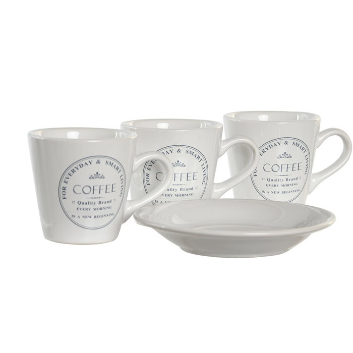 Lot de tasses avec soucoupes DKD Home Decor Blanc Métal Grès 90 ml 8 x 6 x 6 cm 11 x 11 x 2 cm Lot de tasses avec soucoupes DKD Home Decor Blanc Métal Grès 90 ml 8 x 6 x 6 cm 11 x 11 x 2 cm