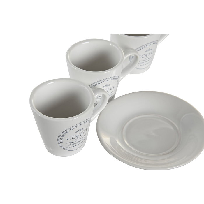 Lot de tasses avec soucoupes DKD Home Decor Blanc Métal Grès 90 ml 8 x 6 x 6 cm 11 x 11 x 2 cm Lot de tasses avec soucoupes DKD Home Decor Blanc Métal Grès 90 ml 8 x 6 x 6 cm 11 x 11 x 2 cm
