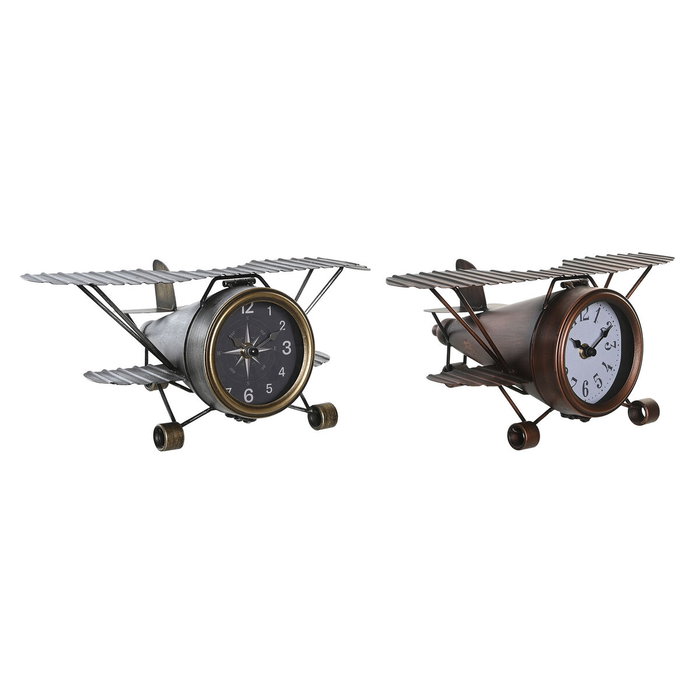 Horloge de table DKD Home Decor Doré Argenté Avion (2 Unités) Horloge de table DKD Home Decor Doré Argenté Avion (2 Unités)