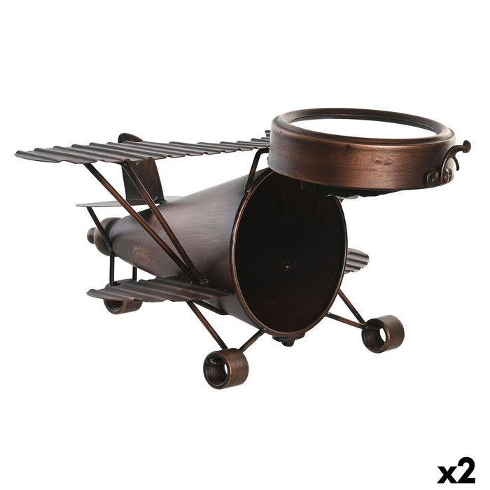 Horloge de table DKD Home Decor Doré Argenté Avion (2 Unités)