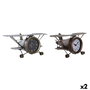 Horloge de table DKD Home Decor Doré Argenté Avion (2 Unités)