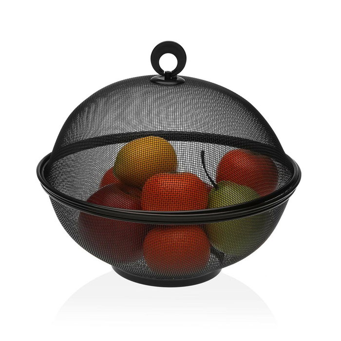 Coupe à fruits Versa Noir Métal Acier 28 x 28 x 28 cm Avec couvercle