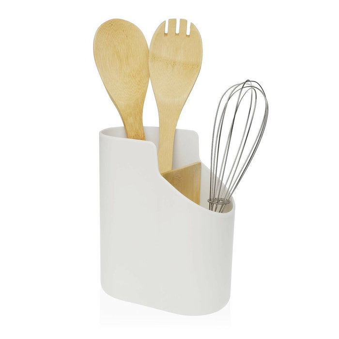 Pot pour ustensiles de cuisine Versa Bambou ABS 8,5 x 17,6 x 15 cm Blanc Pot pour ustensiles de cuisine Versa Bambou ABS 8,5 x 17,6 x 15 cm Blanc