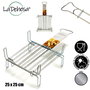 La Dehesa Grille Double Zinc 26,3x16,5x52 cm Acier Zingué Argenté 4 Pieds + Poignée (Set de 5)