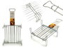 La Dehesa Grille Double Zinc 26,3x16,5x52 cm Acier Zingué Argenté 4 Pieds + Poignée (Set de 5)