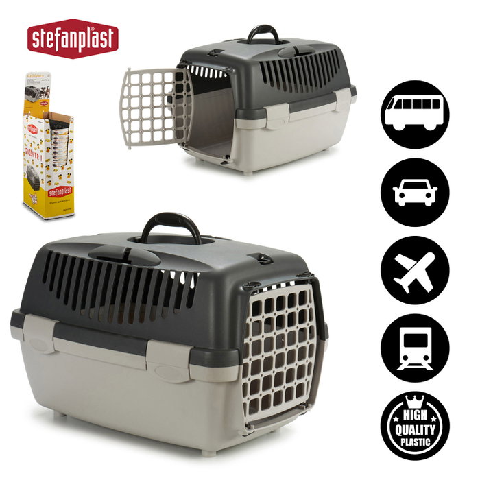 STEFANPLAST Transportin en plastique gris anthracite et gris clair STEFANPLAST Transportin en plastique gris anthracite et gris clair