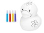 PINCELLO Hucha Patito en Céramique Blanche avec 4 Marqueurs