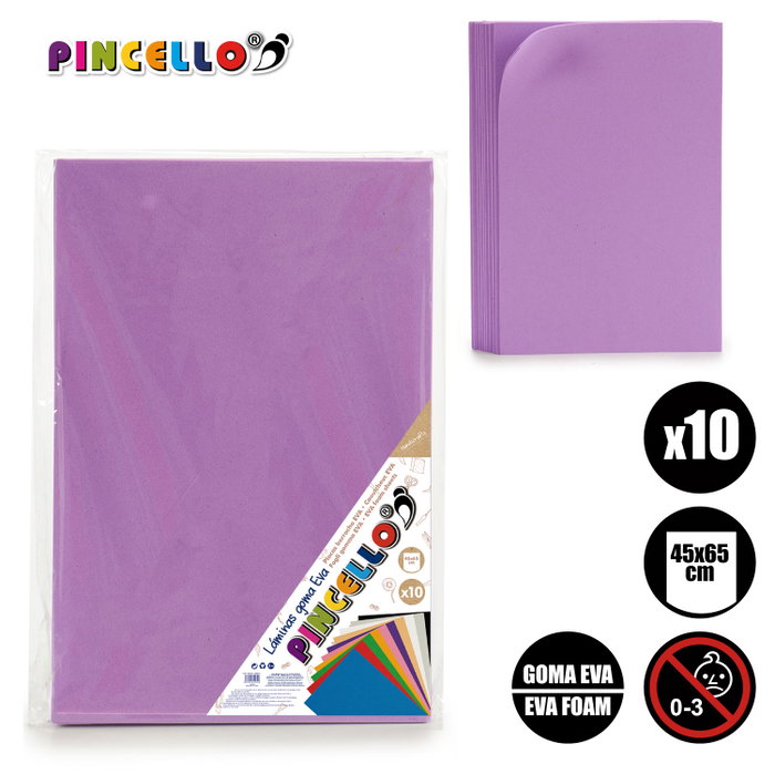 Pincello Lot de 10 feuilles de mousse EVA violet 45x65 cm (Set de 12) Pincello Lot de 10 feuilles de mousse EVA violet 45x65 cm (Set de 12)