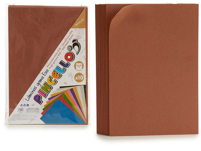 Pincello Lot de 10 feuilles de mousse EVA marron 20 x 30 cm (Set de 24) Pincello Lot de 10 feuilles de mousse EVA marron 20 x 30 cm (Set de 24)