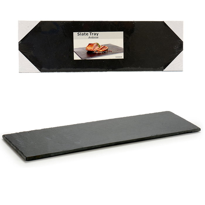 Kinvara Plateau Ardoise Apéritif 50x15 cm - Noir (Set de 12)