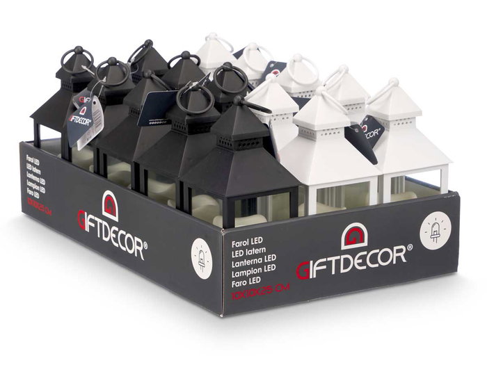 GIFTDECOR Lot de 15 Lanternes LED Style Bougie en Plastique, Blanc et Noir GIFTDECOR Lot de 15 Lanternes LED Style Bougie en Plastique, Blanc et Noir