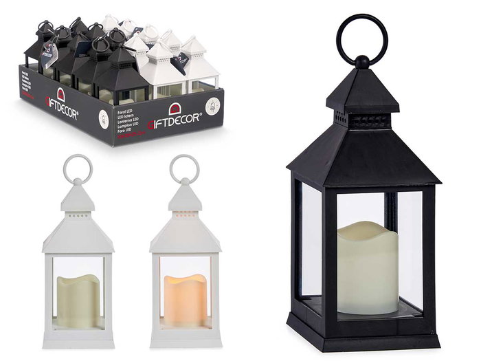 GIFTDECOR Lot de 15 Lanternes LED Style Bougie en Plastique, Blanc et Noir GIFTDECOR Lot de 15 Lanternes LED Style Bougie en Plastique, Blanc et Noir